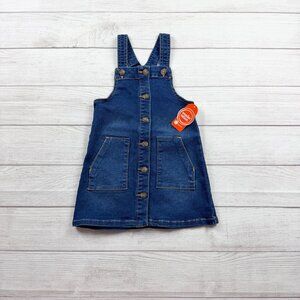 Wonder Nation Toddler Girls Denim Jumper Dress Button Front Pinafore NWT 4T